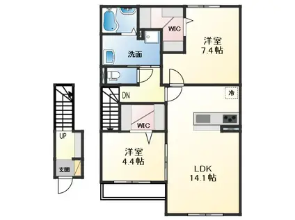PURE RYUJU II(2LDK/2階)の間取り写真