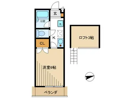 ロイヤルマーチ上戸田(1K/1階)の間取り写真