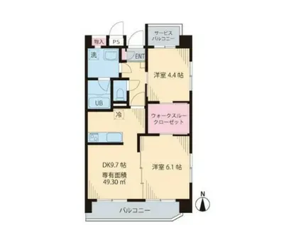 アメニティーズプレイス(2DK/2階)の間取り写真