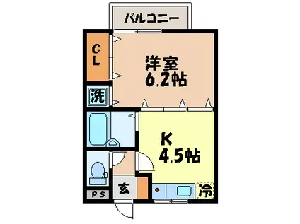 アールグレイ諫早天満(1DK/1階)の間取り写真