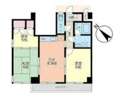 ハーモニー南林間(3DK/4階)の間取り写真