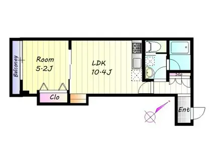 メープルパレス(1LDK/2階)の間取り写真