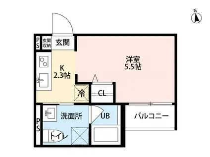 SPRING COAST3(1K/2階)の間取り写真