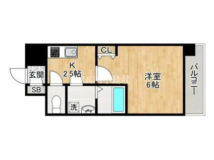 エスリードレジデンス大阪ザ・クラス(1K/13階)の間取り写真