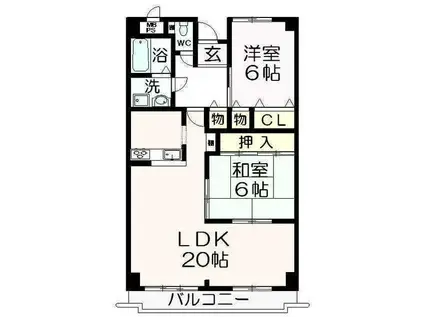 エレガンテヒロ(2LDK/1階)の間取り写真