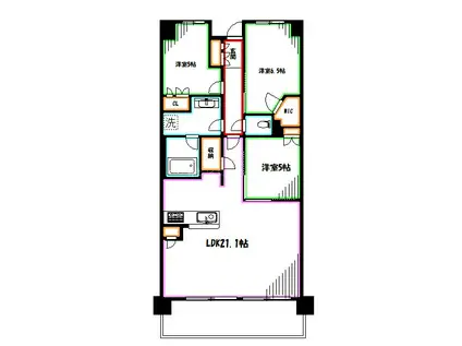 BRILLIA CITY 三鷹(3LDK/8階)の間取り写真