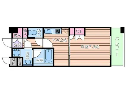 ポートヴィラ靭公園(1K/3階)の間取り写真