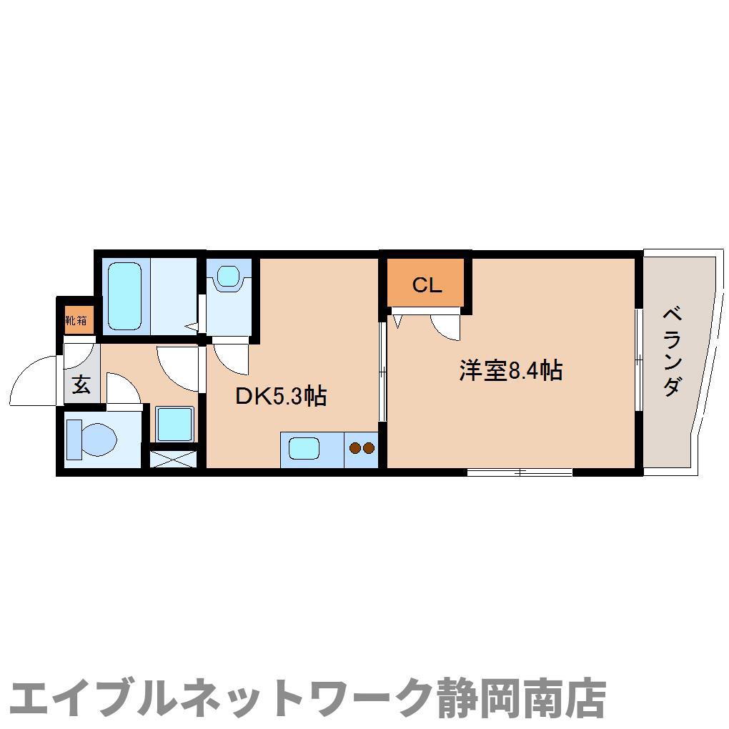 グリーンツリー(1DK/2階)の間取り写真