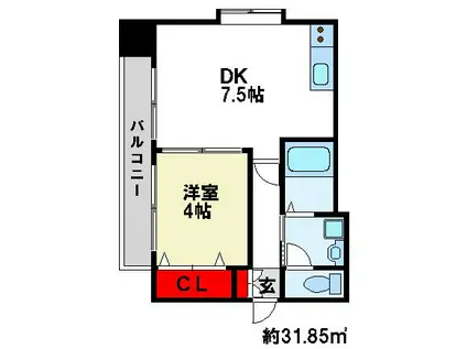 E.POPULARII(1DK/7階)の間取り写真