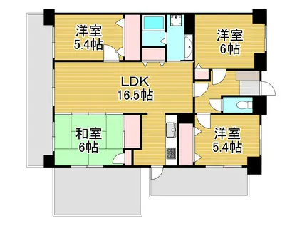 アメニティ企救丘I(4LDK/6階)の間取り写真