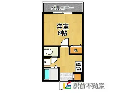 ラムールフィルキシロ(1K/2階)の間取り写真