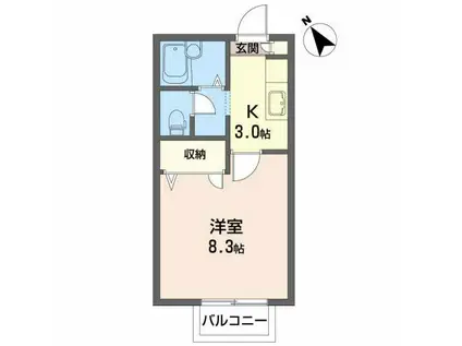 ディアス・グリーンヒル(1K/2階)の間取り写真