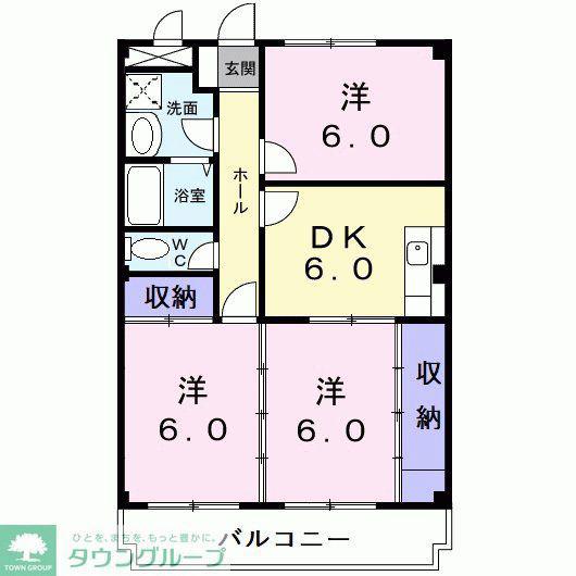 ニューマリッチ吉沢C(3DK/3階)の間取り写真