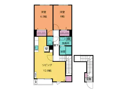 ヴェル スクエア B(2LDK/2階)の間取り写真