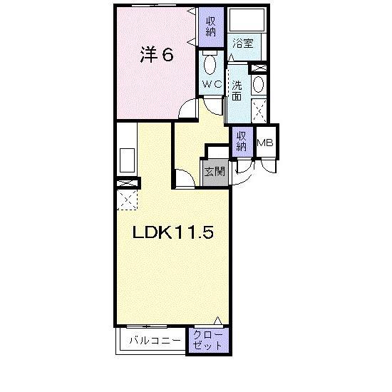 ジェルメ日乃出町(1LDK/3階)の間取り写真