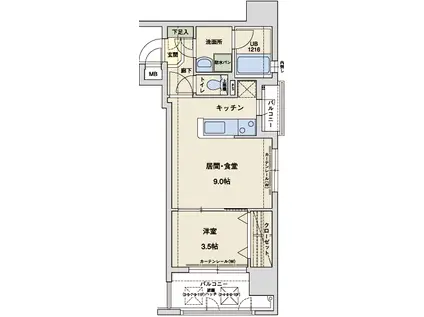 アクタス大手門II(1LDK/11階)の間取り写真
