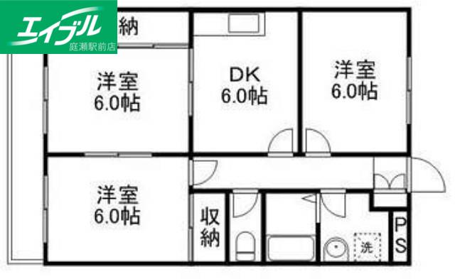ニューマリッチかわぐちA(3DK/3階)の間取り写真