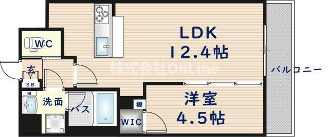 ソルテラス OSAKA イースト GATE(1LDK/13階)の間取り写真