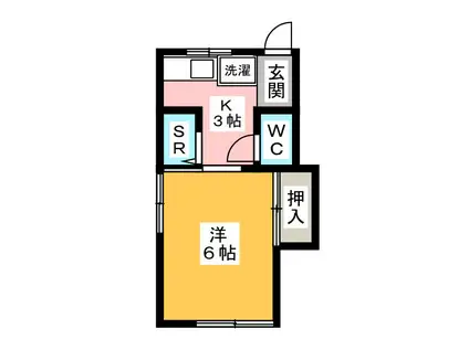 くまつ荘(1K/2階)の間取り写真