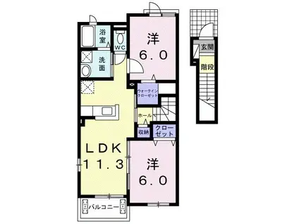 エアリーサンシャインIII A(2LDK/2階)の間取り写真