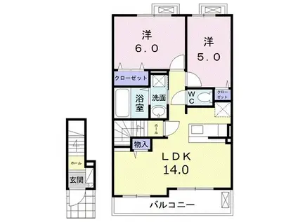 マ・メゾン三島 I(2LDK/2階)の間取り写真