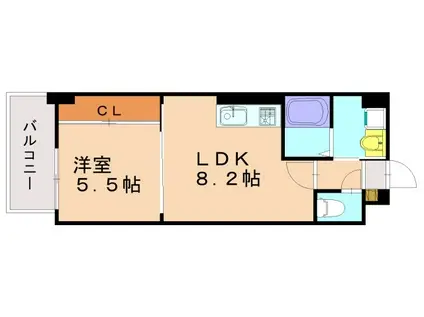 ブランドール大橋(1LDK/2階)の間取り写真