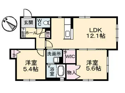 ヴィラ フィオーレ(2LDK/1階)の間取り写真