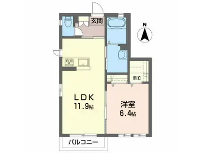 ウィスティアリア御前(1LDK/2階)の間取り写真