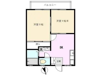 サンライフシャトーB(2DK/1階)の間取り写真