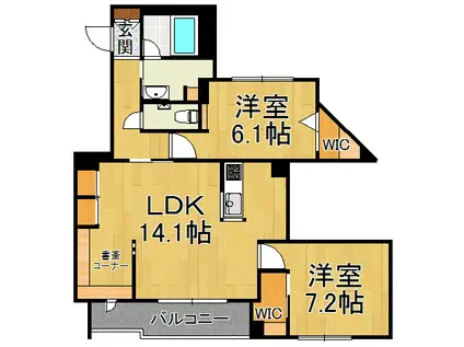 シャーメゾン甲子園口エスポアール(2LDK/2階)の間取り写真