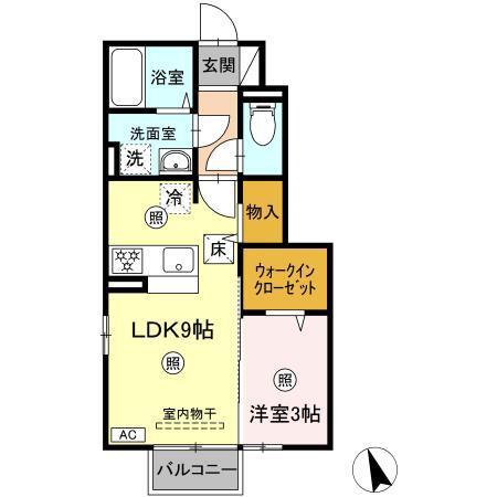 D-ROOM桜(1LDK/1階)の間取り写真