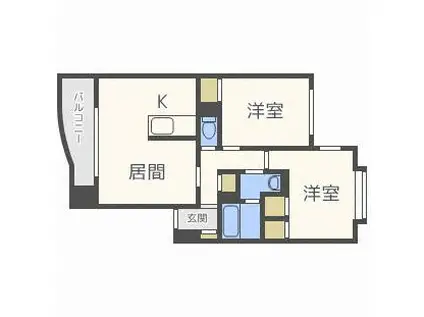 パルテール(2LDK/3階)の間取り写真