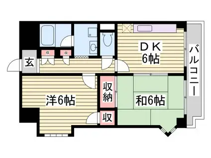 サンライズ壱番館(2DK/2階)の間取り写真