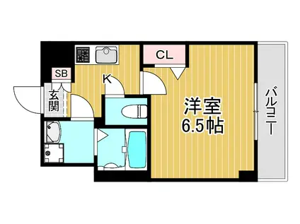 ララプレイス ザ・京橋ステラ(1K/1階)の間取り写真