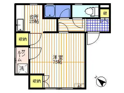 藤元ハイツ(1K/1階)の間取り写真