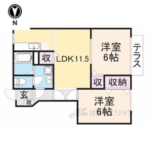 キャッスルB(2LDK/1階)の間取り写真