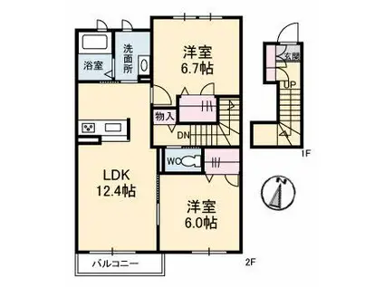 シャーメゾン橘 A棟(2LDK/2階)の間取り写真