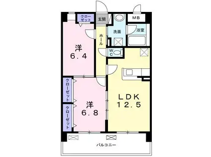 エフ レジデンス(2LDK/5階)の間取り写真