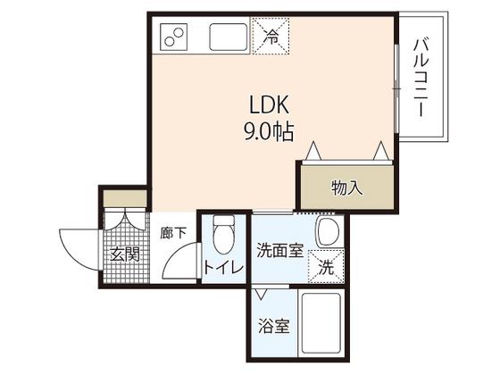 ディアム緑井(ワンルーム/2階)の間取り写真