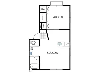 アイビス坂井東(1LDK/2階)の間取り写真