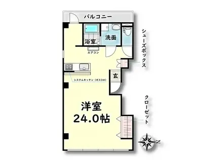 サウス内田橋(ワンルーム/2階)の間取り写真