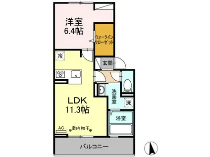 ラシュレ(1LDK/2階)の間取り写真