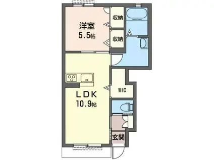 コート ヴェール II(1LDK/1階)の間取り写真
