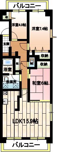 グランドメゾン六番町(3LDK/2階)の間取り写真