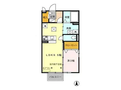 エクレール・シャンブル 下浜田町(1LDK/2階)の間取り写真