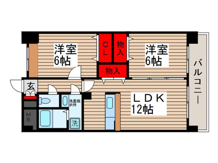マリンパレス(2LDK/4階)の間取り写真