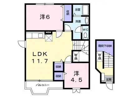 グレイスフルB(2LDK/2階)の間取り写真