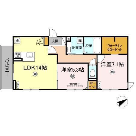DーRESENA浮城(2LDK/3階)の間取り写真