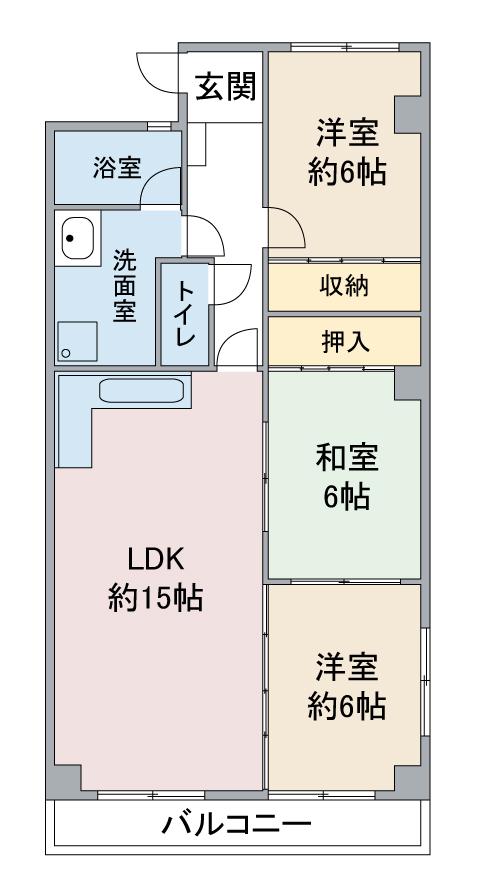 ラウムズ 植田(3LDK/1階)の間取り写真