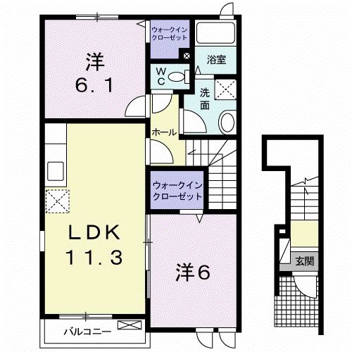 アリーヴィオA(2LDK/2階)の間取り写真